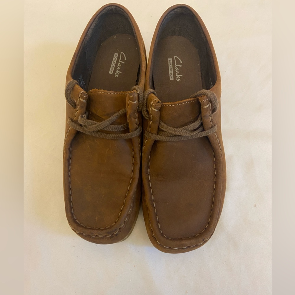Clarks Shoes Womens Size 7 Brown Wallabee Moc Toe Crepe Sole Leather Comfort